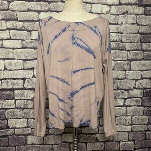 Bloom Tan & Blue Long Sleeve Top Size L